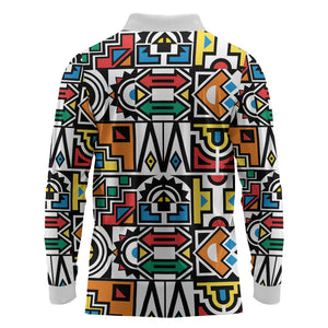 African Geometric Ndebele Patterns Long Sleeve Polo Shirt