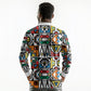 African Geometric Ndebele Patterns Long Sleeve Polo Shirt