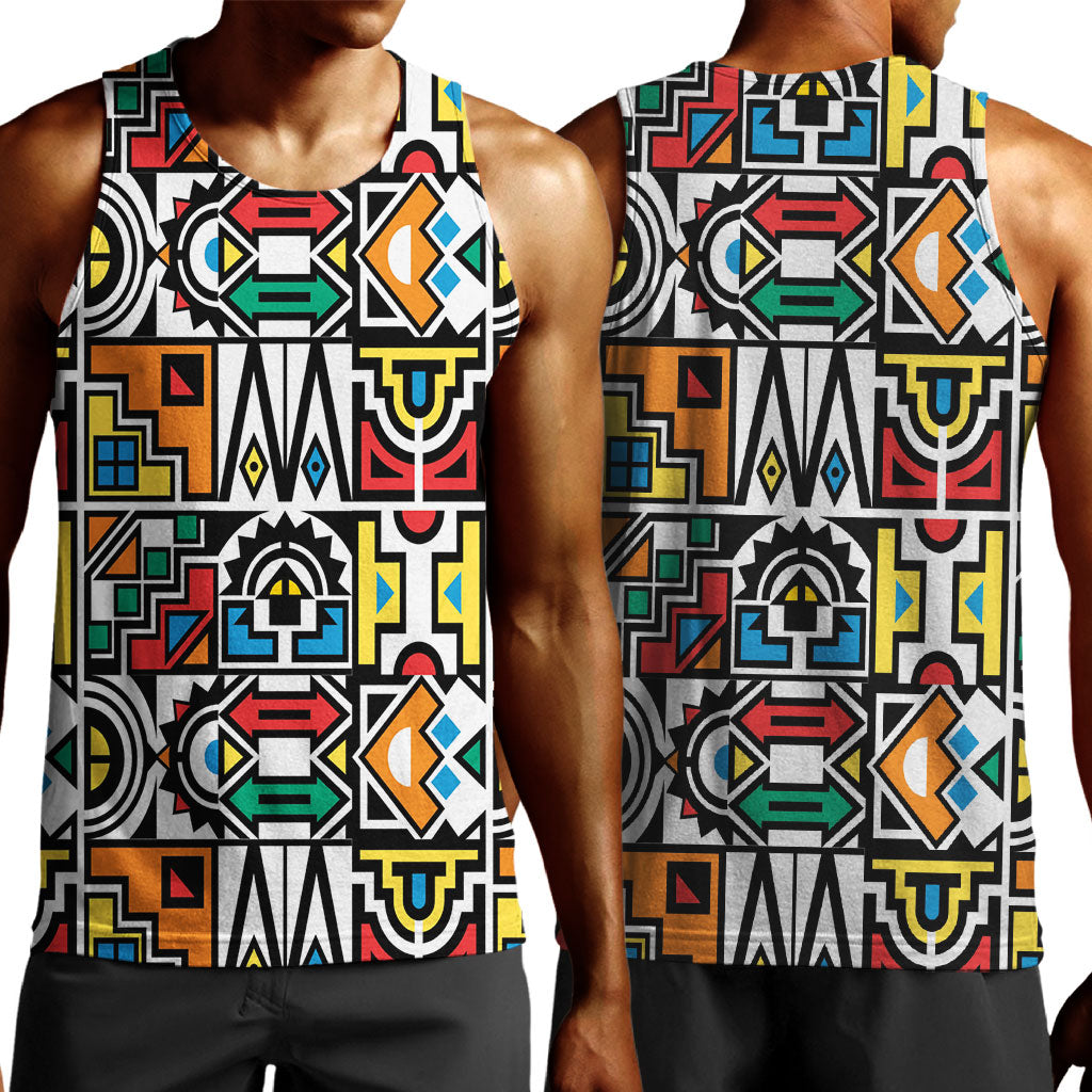 African Geometric Ndebele Patterns Men Tank Top