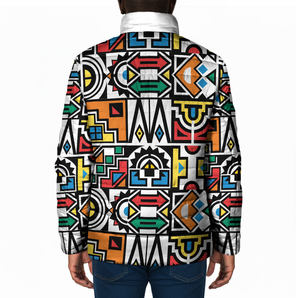 African Geometric Ndebele Patterns Padded Jacket