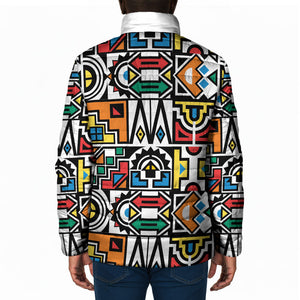 African Geometric Ndebele Patterns Padded Jacket