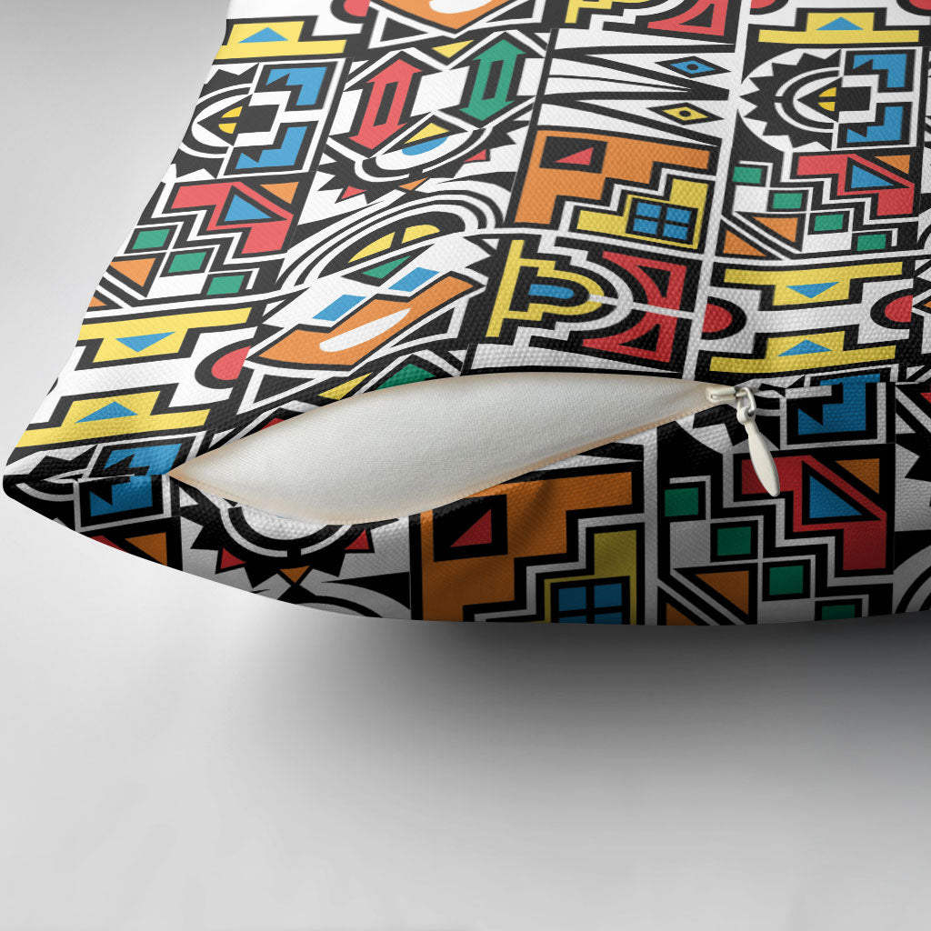 African Geometric Ndebele Patterns Pillow Cover
