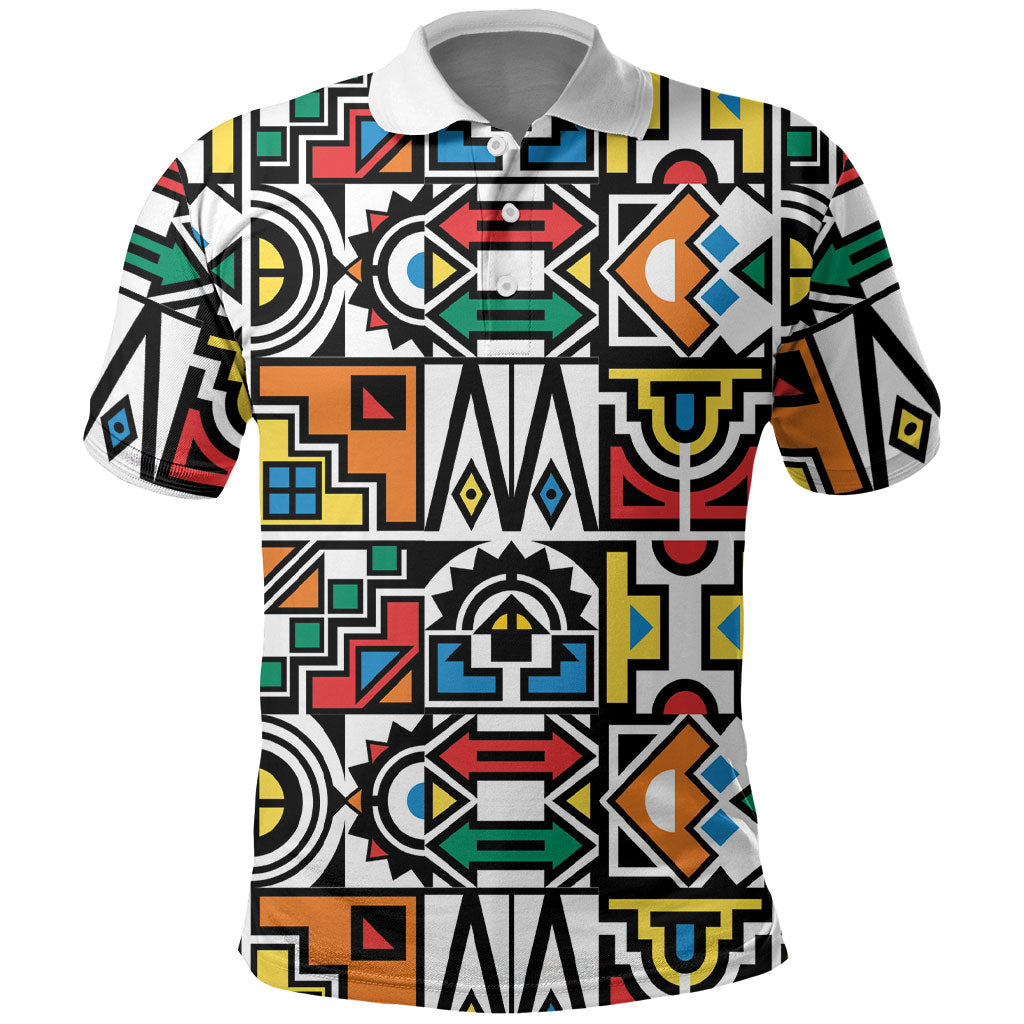 African Geometric Ndebele Patterns Polo Shirt