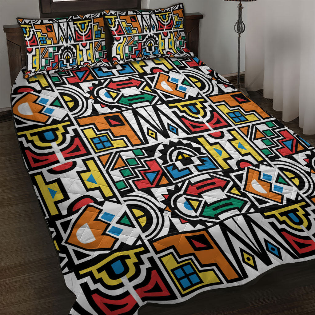African Geometric Ndebele Patterns Quilt Bed Set