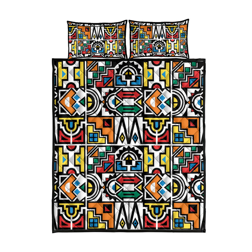 African Geometric Ndebele Patterns Quilt Bed Set