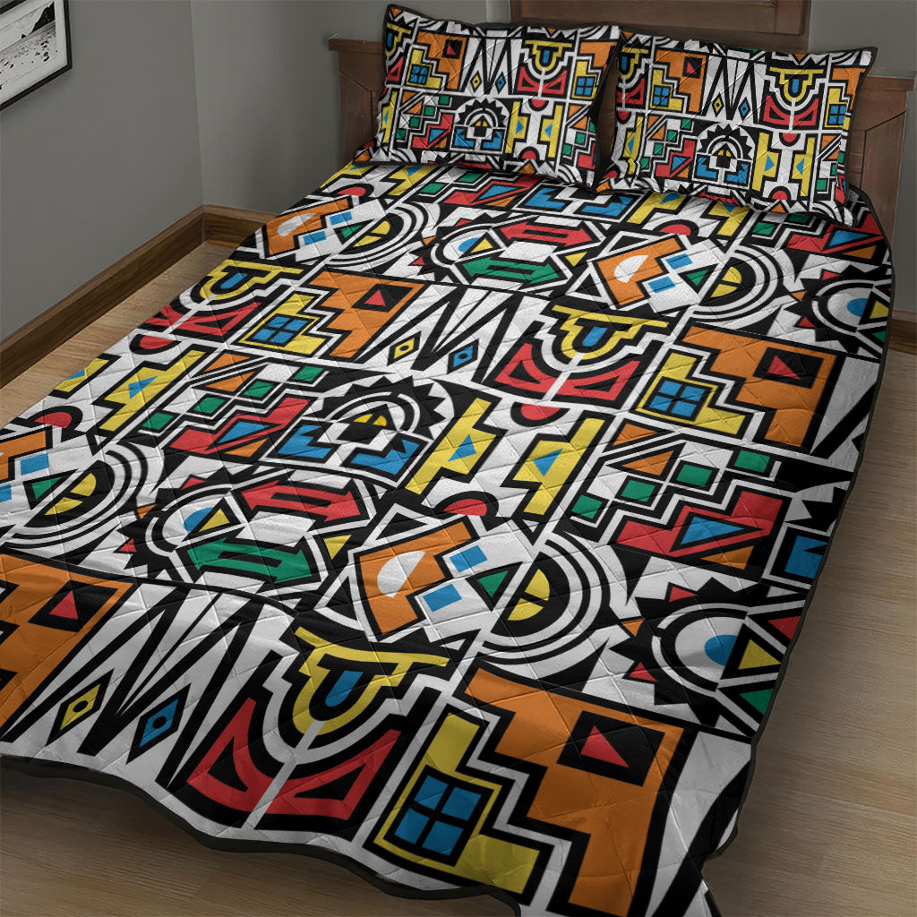 African Geometric Ndebele Patterns Quilt Bed Set