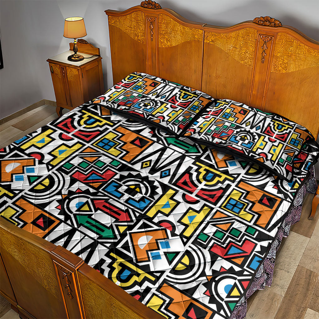 African Geometric Ndebele Patterns Quilt Bed Set