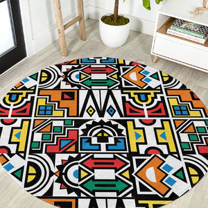 African Geometric Ndebele Patterns Round Carpet