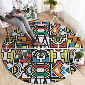 African Geometric Ndebele Patterns Round Carpet