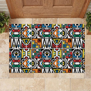 African Geometric Ndebele Patterns Rubber Doormat