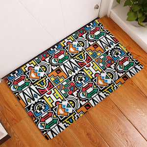 African Geometric Ndebele Patterns Rubber Doormat