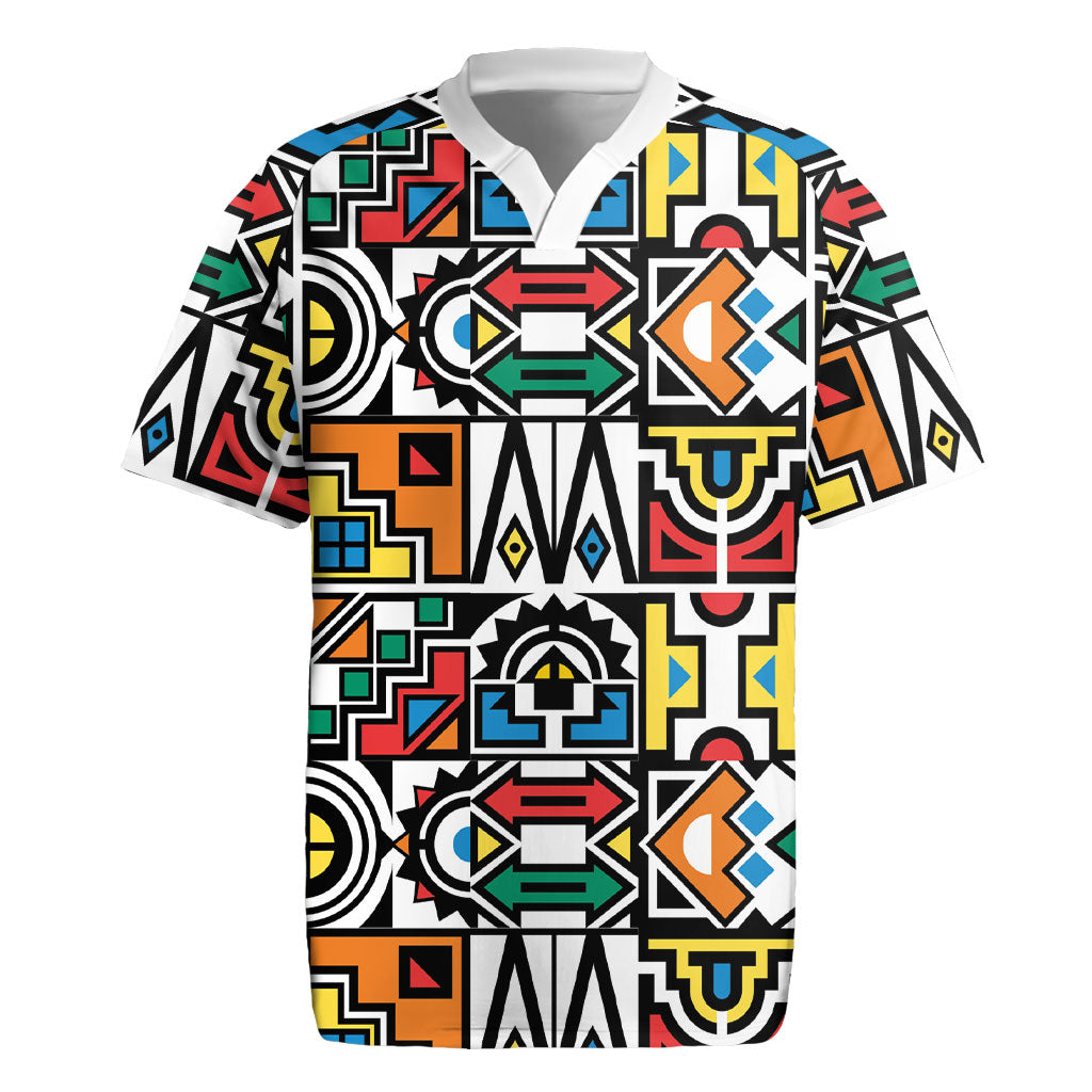 African Geometric Ndebele Patterns Rugby Jersey