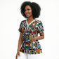 African Geometric Ndebele Patterns Scrub Top