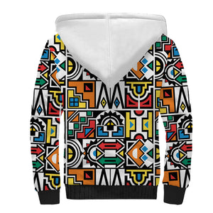African Geometric Ndebele Patterns Sherpa Hoodie