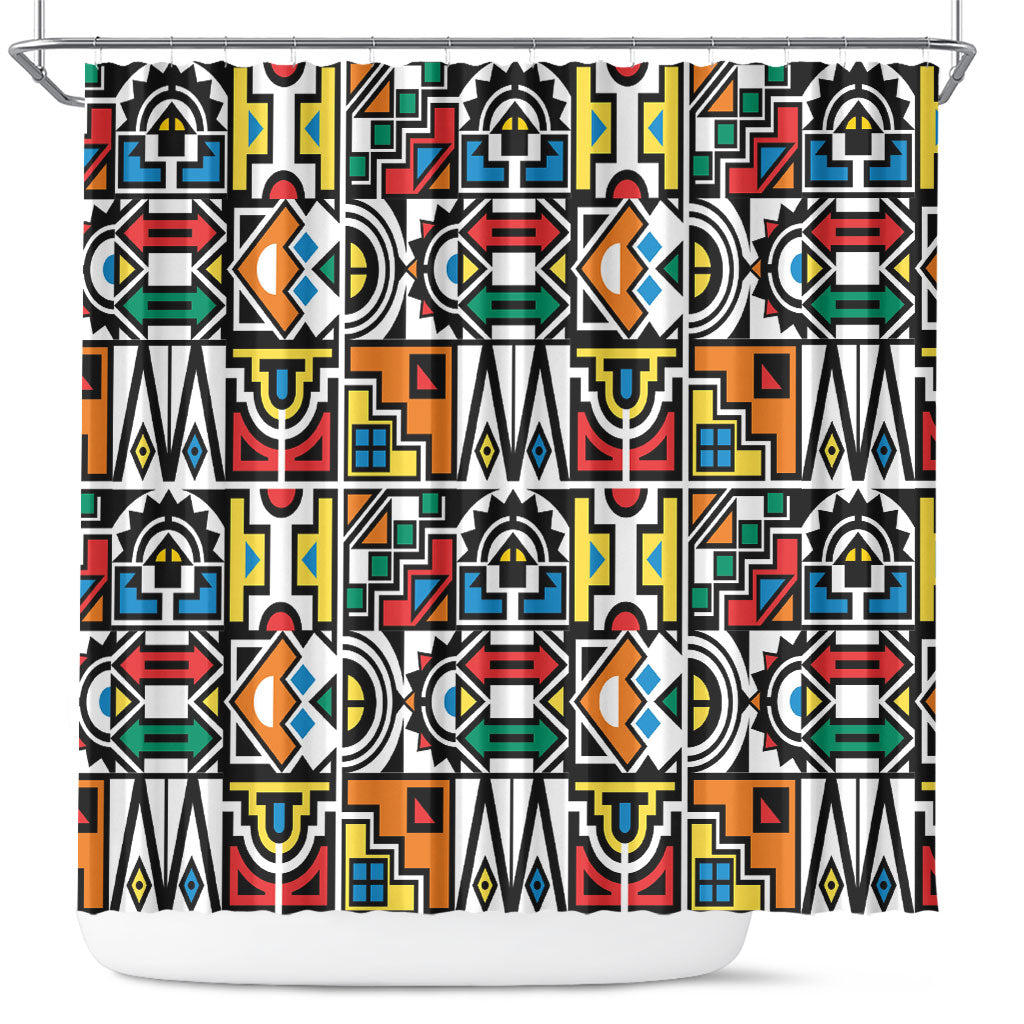 African Geometric Ndebele Patterns Shower Curtain