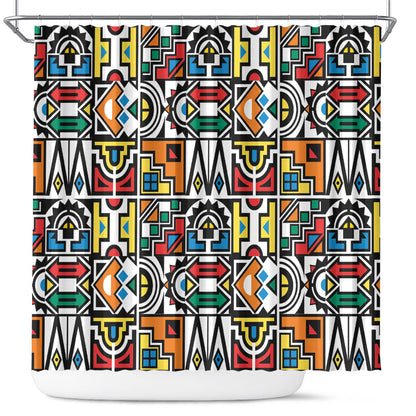 African Geometric Ndebele Patterns Shower Curtain