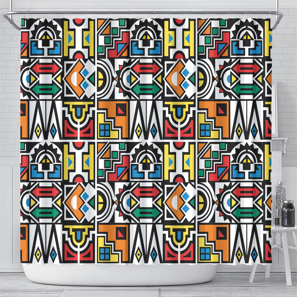 African Geometric Ndebele Patterns Shower Curtain
