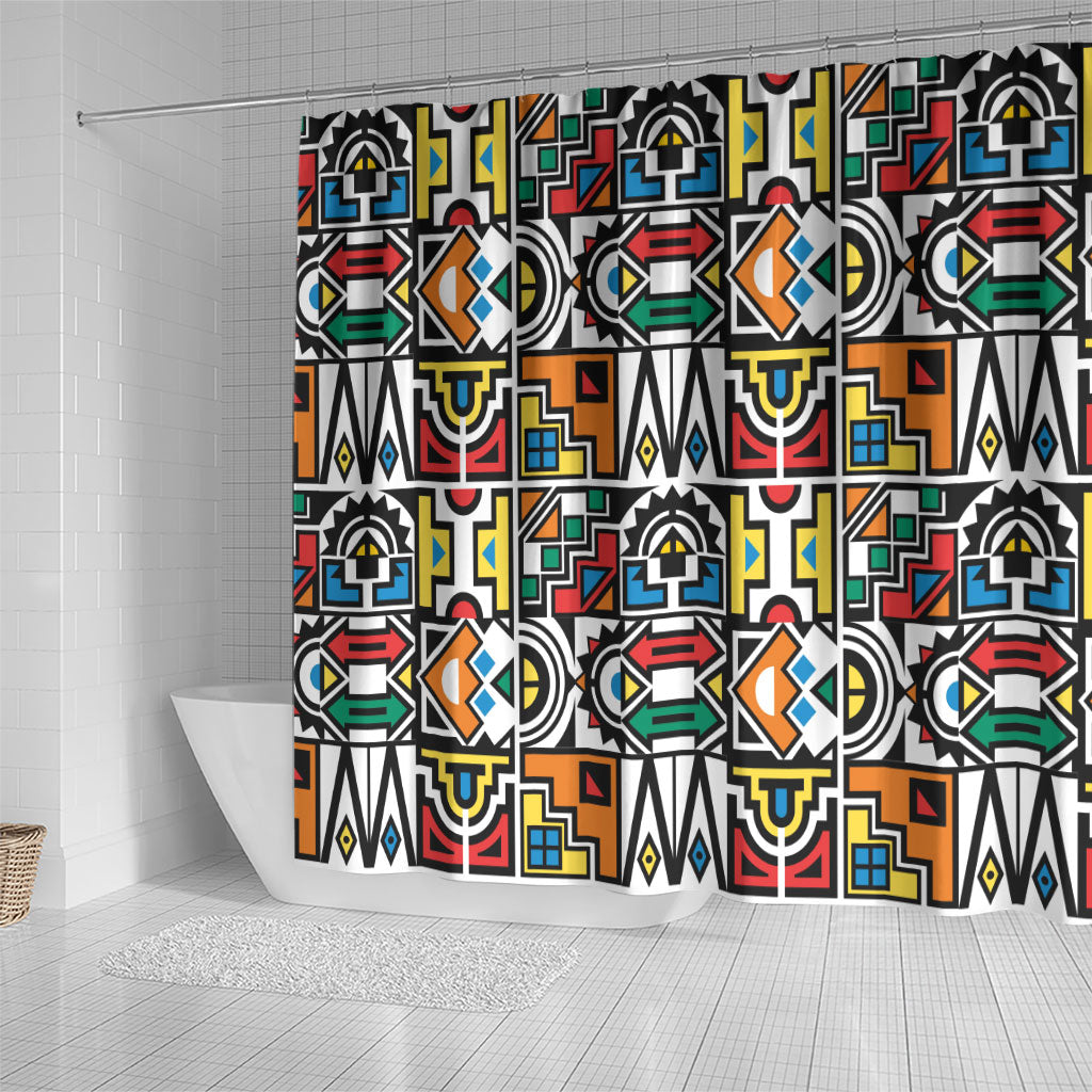 African Geometric Ndebele Patterns Shower Curtain