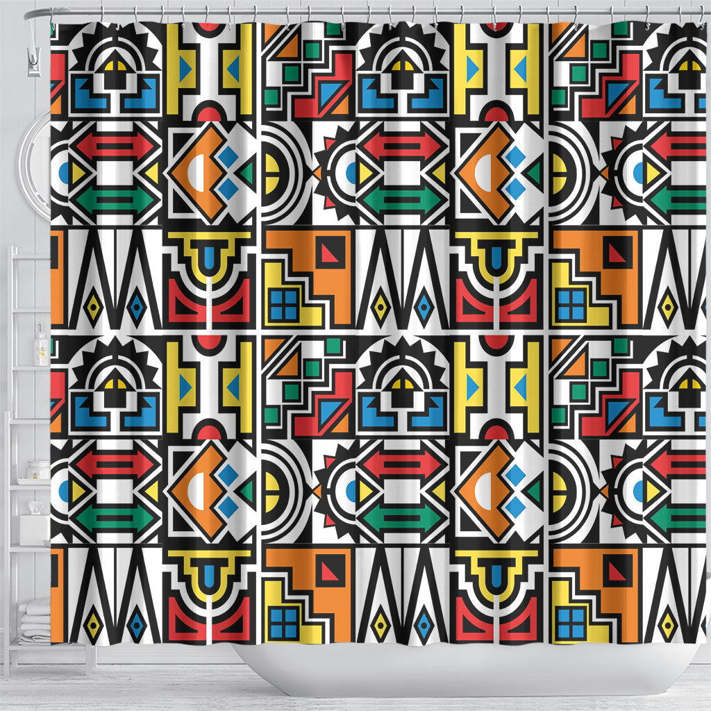 African Geometric Ndebele Patterns Shower Curtain