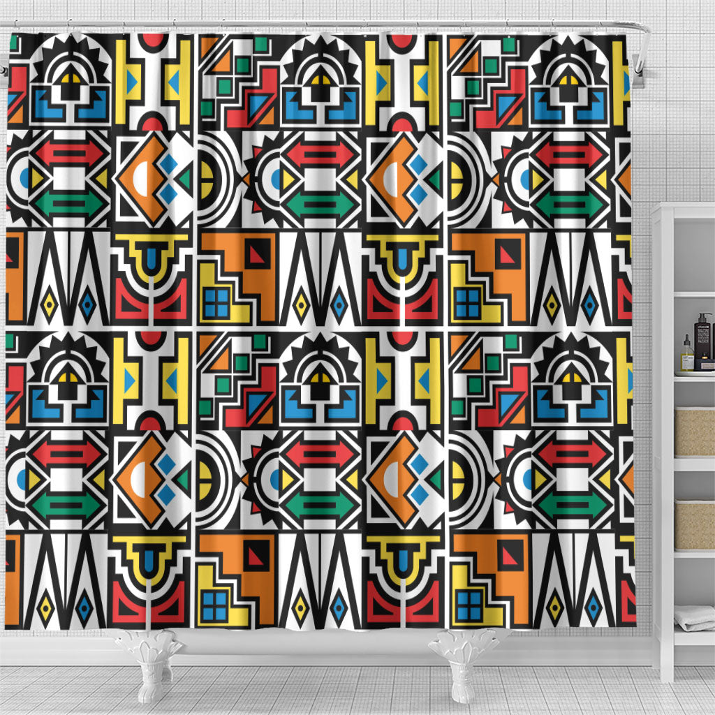 African Geometric Ndebele Patterns Shower Curtain