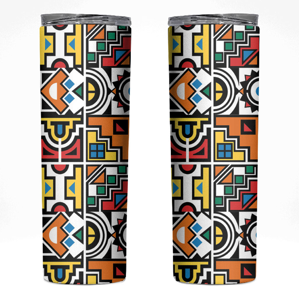 African Geometric Ndebele Patterns Skinny Tumbler