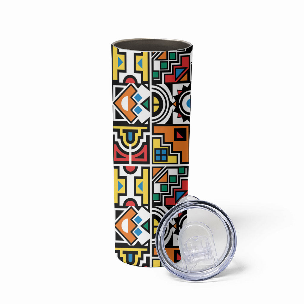 African Geometric Ndebele Patterns Skinny Tumbler