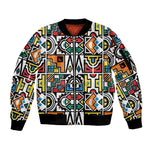 African Geometric Ndebele Patterns Sleeve Zip Bomber Jacket