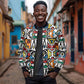 African Geometric Ndebele Patterns Sleeve Zip Bomber Jacket