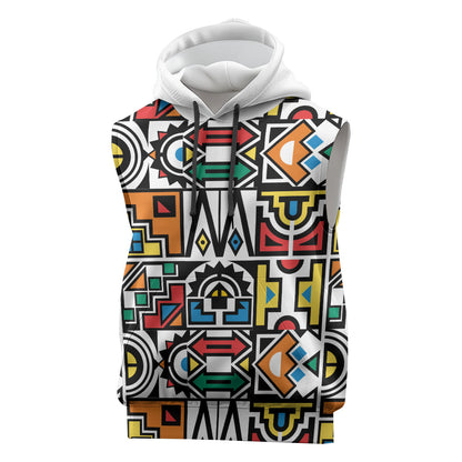 African Geometric Ndebele Patterns Sleeveless Hoodie