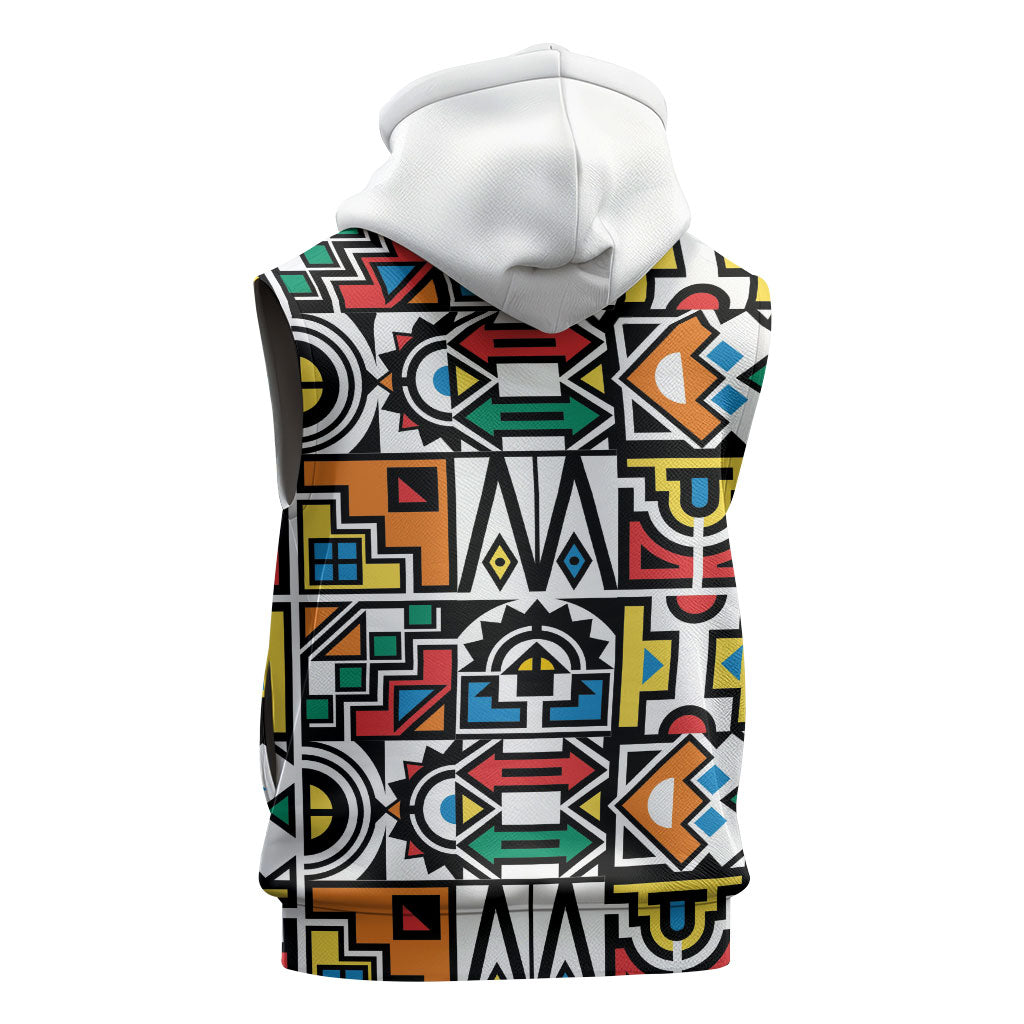 African Geometric Ndebele Patterns Sleeveless Hoodie