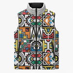 African Geometric Ndebele Patterns Sleeveless Puffer Jacket