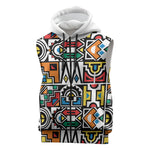 African Geometric Ndebele Patterns Sleeveless Zip Hoodie