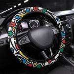 African Geometric Ndebele Patterns Steering Wheel Cover