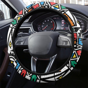 African Geometric Ndebele Patterns Steering Wheel Cover