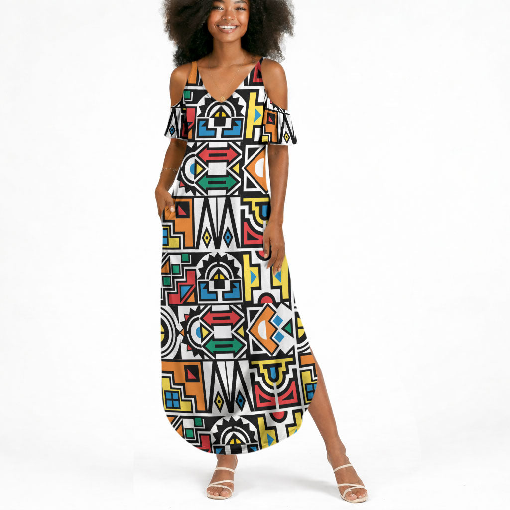 African Geometric Ndebele Patterns Summer Maxi Dress