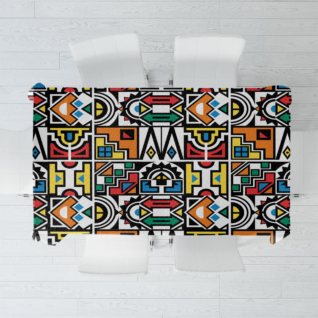 African Geometric Ndebele Patterns Tablecloth