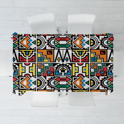 African Geometric Ndebele Patterns Tablecloth