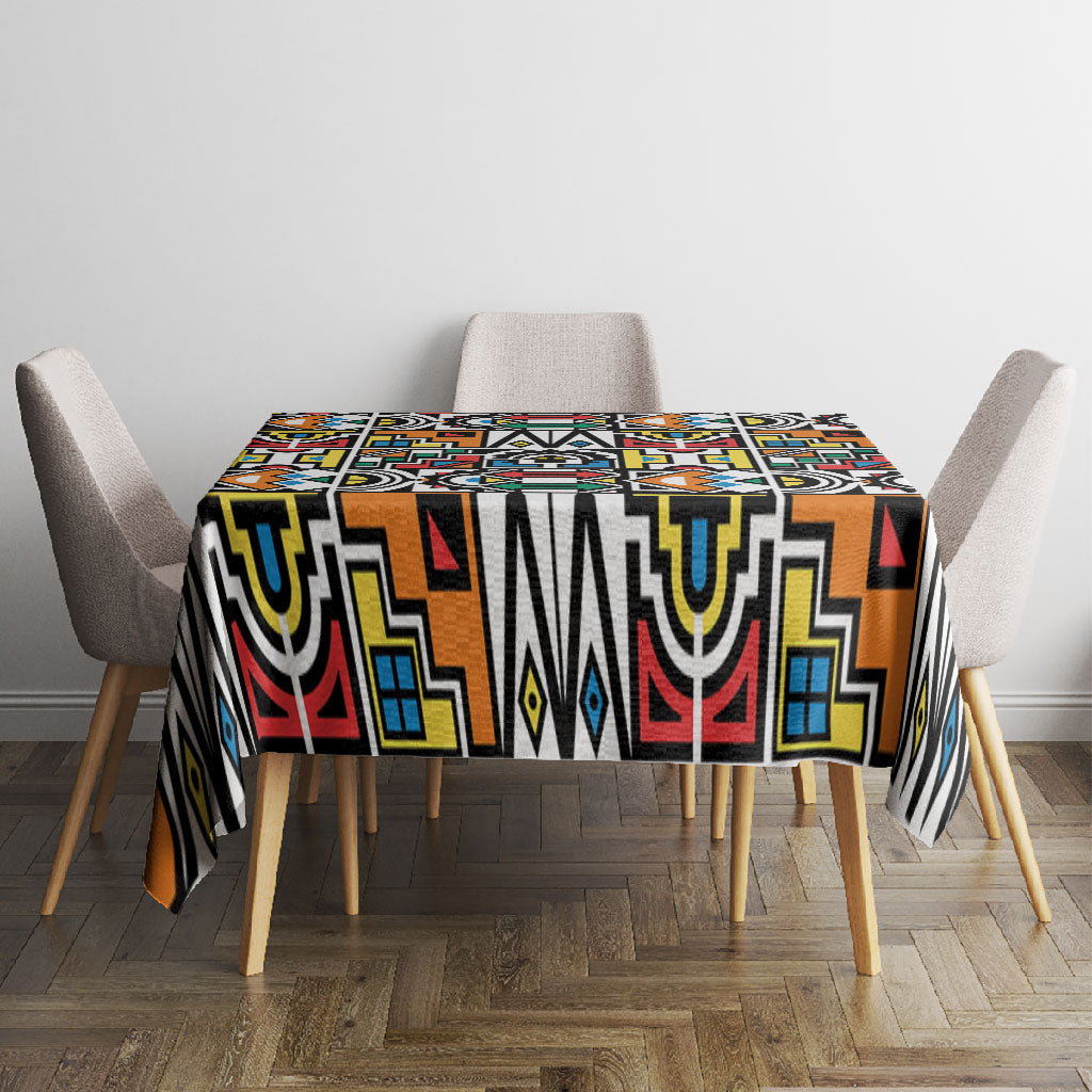 African Geometric Ndebele Patterns Tablecloth