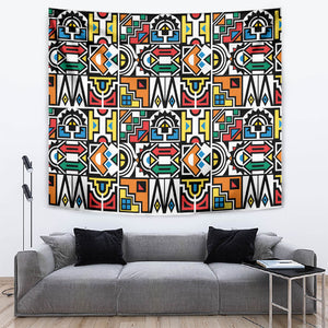 African Geometric Ndebele Patterns Tapestry