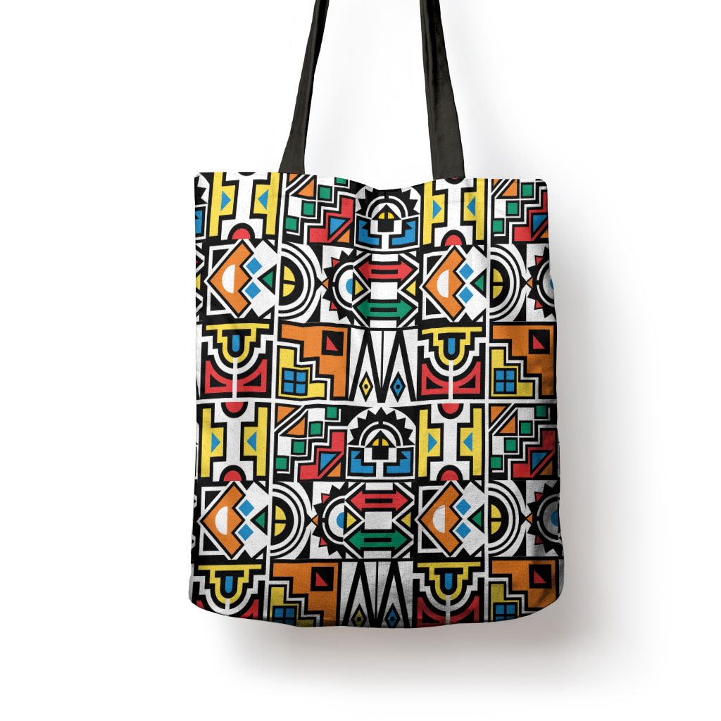 African Geometric Ndebele Patterns Tote Bag