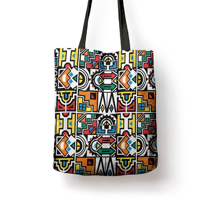 African Geometric Ndebele Patterns Tote Bag
