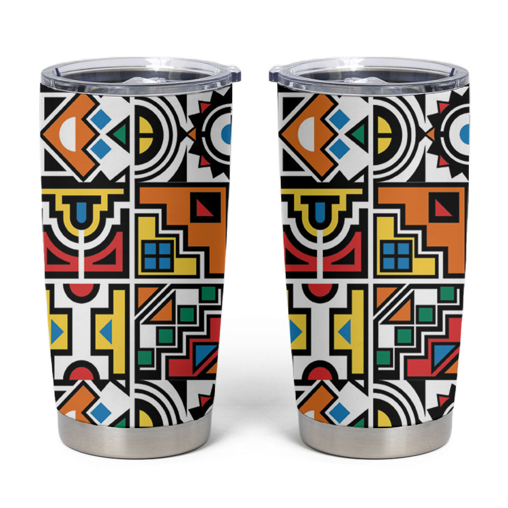 African Geometric Ndebele Patterns Tumbler Cup