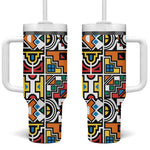 African Geometric Ndebele Patterns Tumbler With Handle