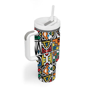 African Geometric Ndebele Patterns Tumbler With Handle