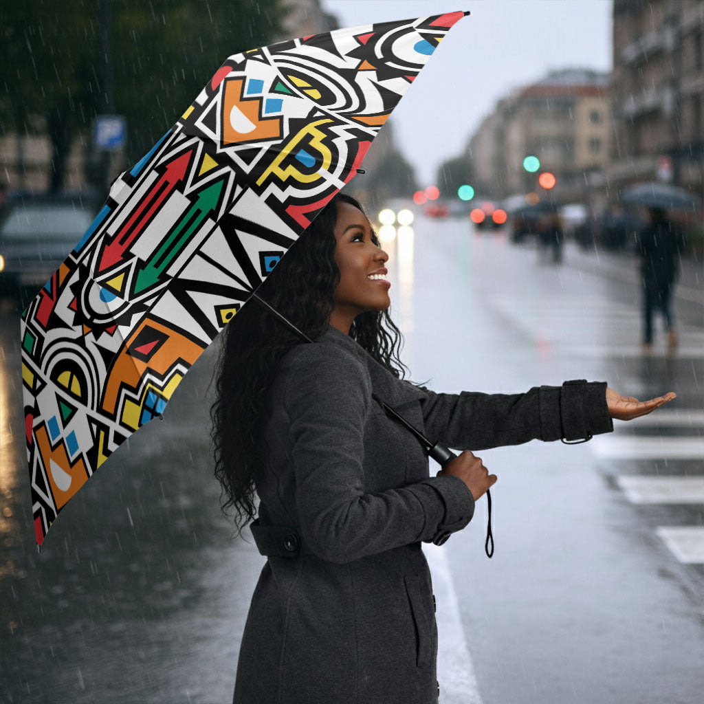 African Geometric Ndebele Patterns Umbrella