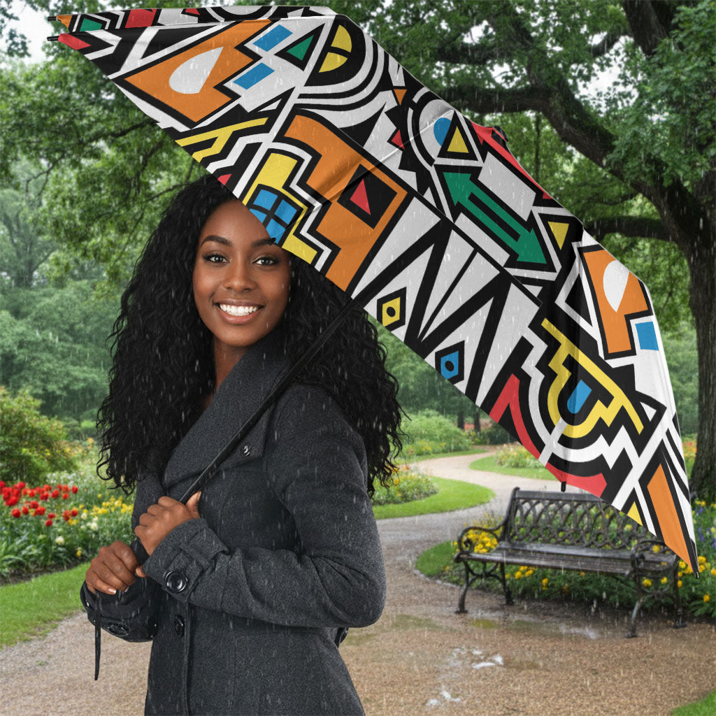African Geometric Ndebele Patterns Umbrella