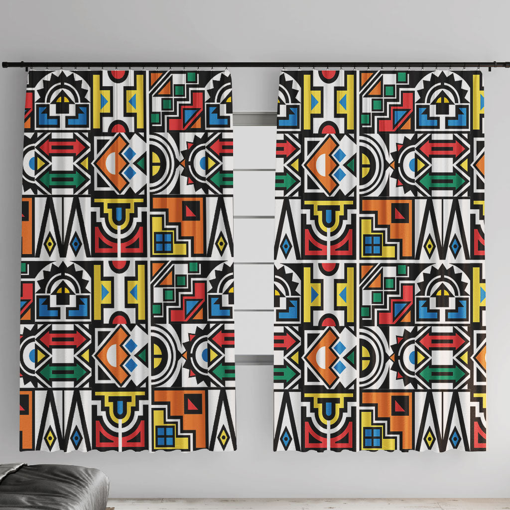 African Geometric Ndebele Patterns Window Curtain