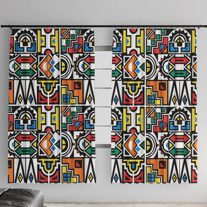 African Geometric Ndebele Patterns Window Curtain