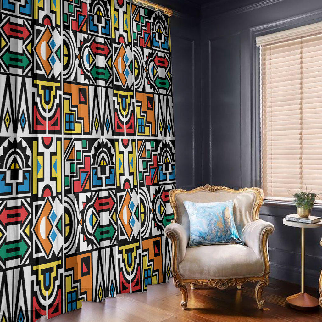 African Geometric Ndebele Patterns Window Curtain