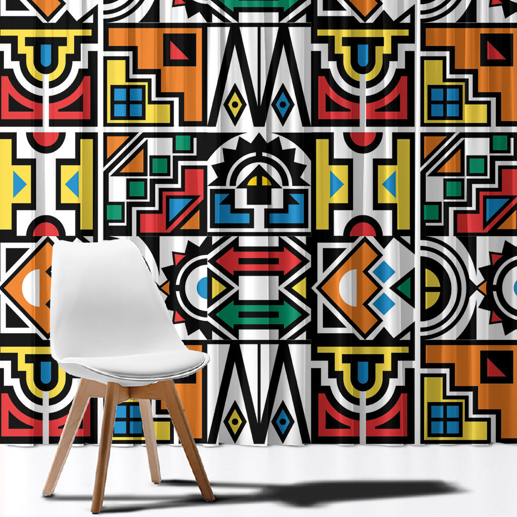 African Geometric Ndebele Patterns Window Curtain